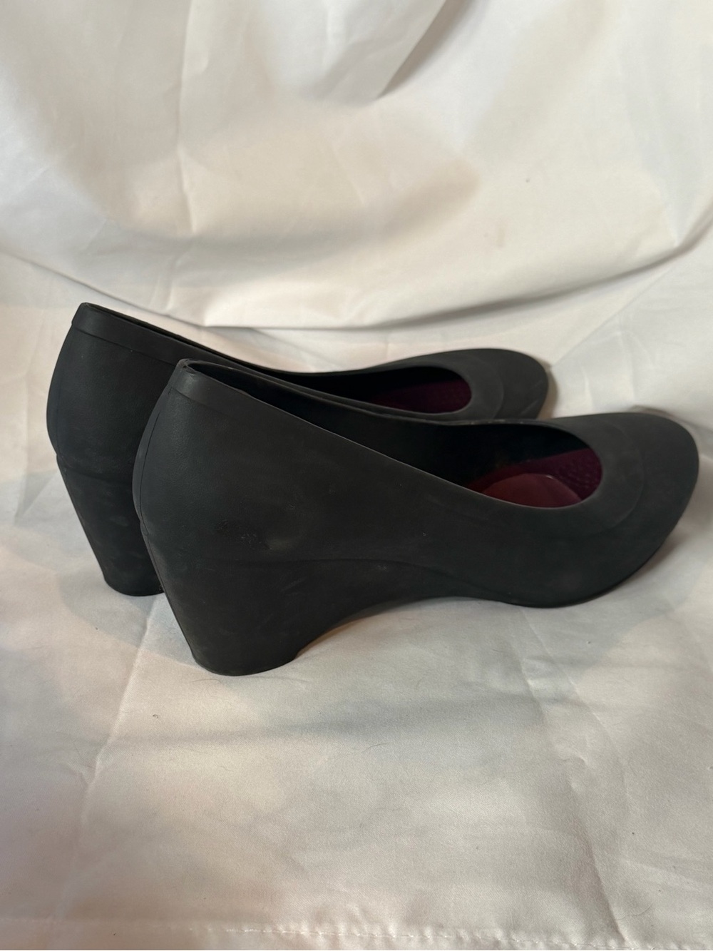 Crocs matte black Lina wedge pumps women's size 9 business casual basics - Picture 3 of 7